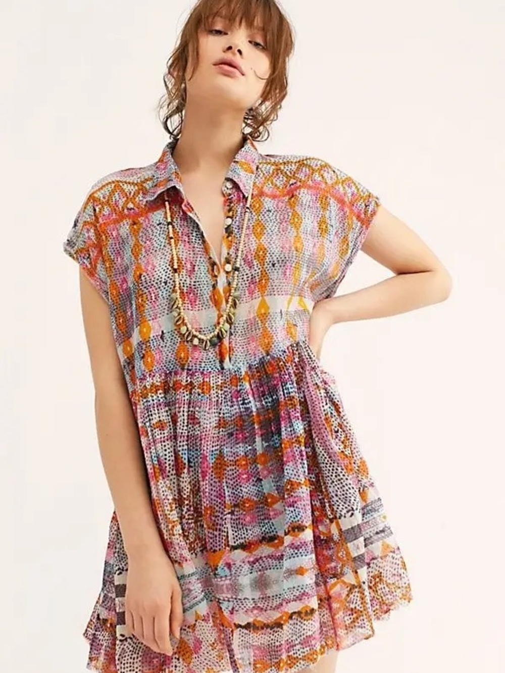 Free People Boho Printed Short Sleeve Tunic Dress ⭐️  ☮️